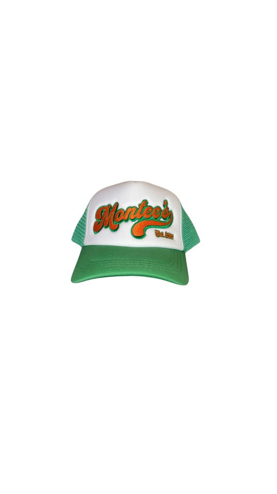 Montee’s Trucker Hat – Streetwear-inspired hat with mesh back and bold front logo. Perfect for adding an edge to any casual look. Front