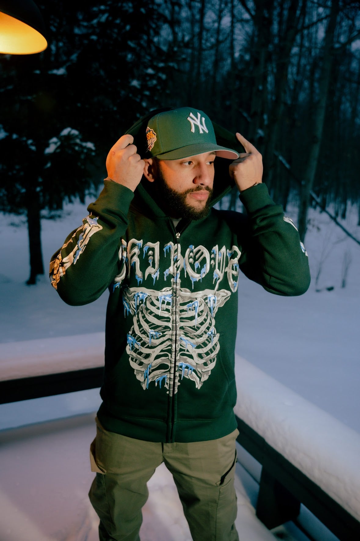 Ski Boyz “Bone-Chill” Full Zip Hoodie - Green