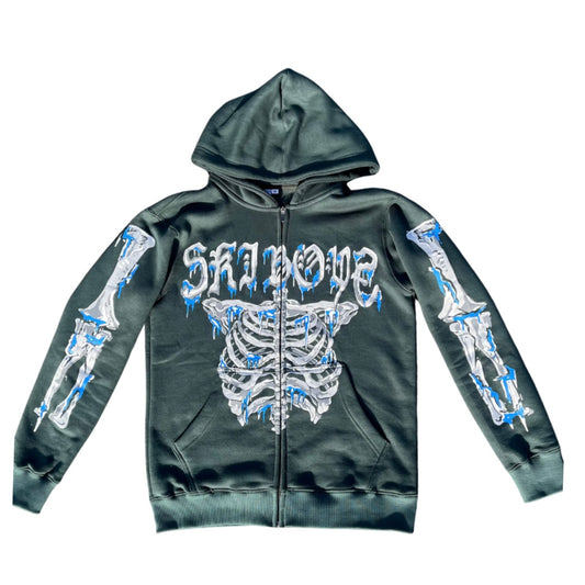 Ski Boyz “Bone-Chill” Full Zip Hoodie - Green